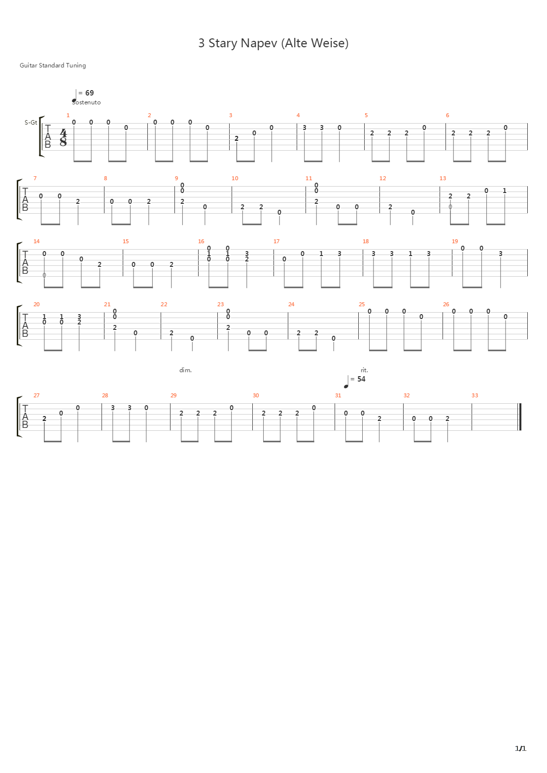 No 3 Stary Napev (Alte Weise)吉他谱