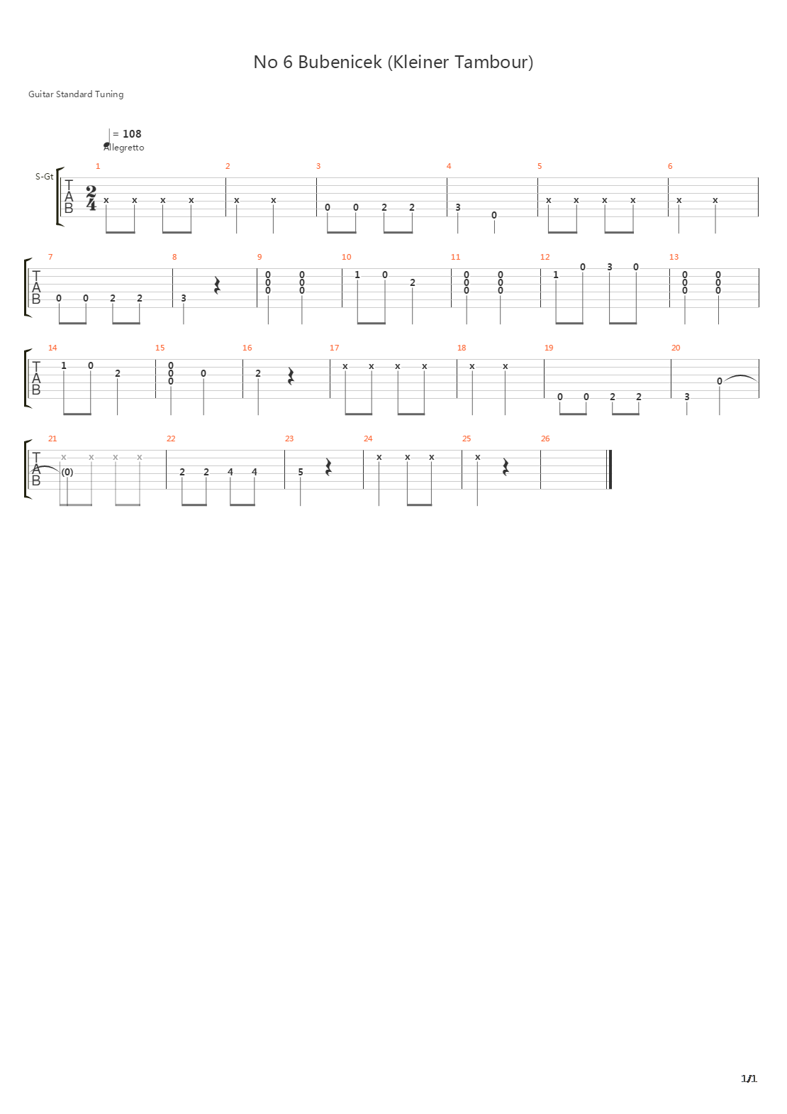 No 6 Bubenicek (Kleiner Tambour)吉他谱