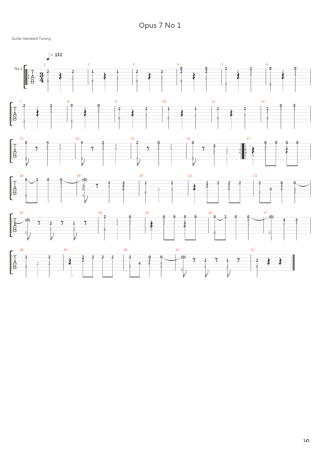 Opus 7 No 1 Waltz吉他谱