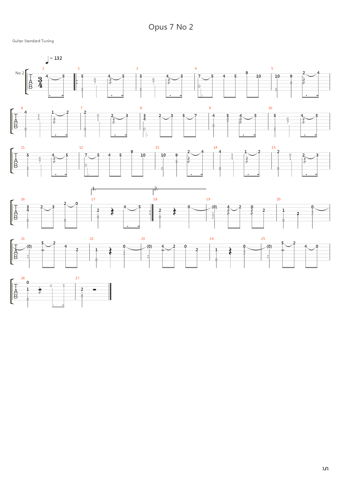 Opus 7 No 2 Waltz吉他谱