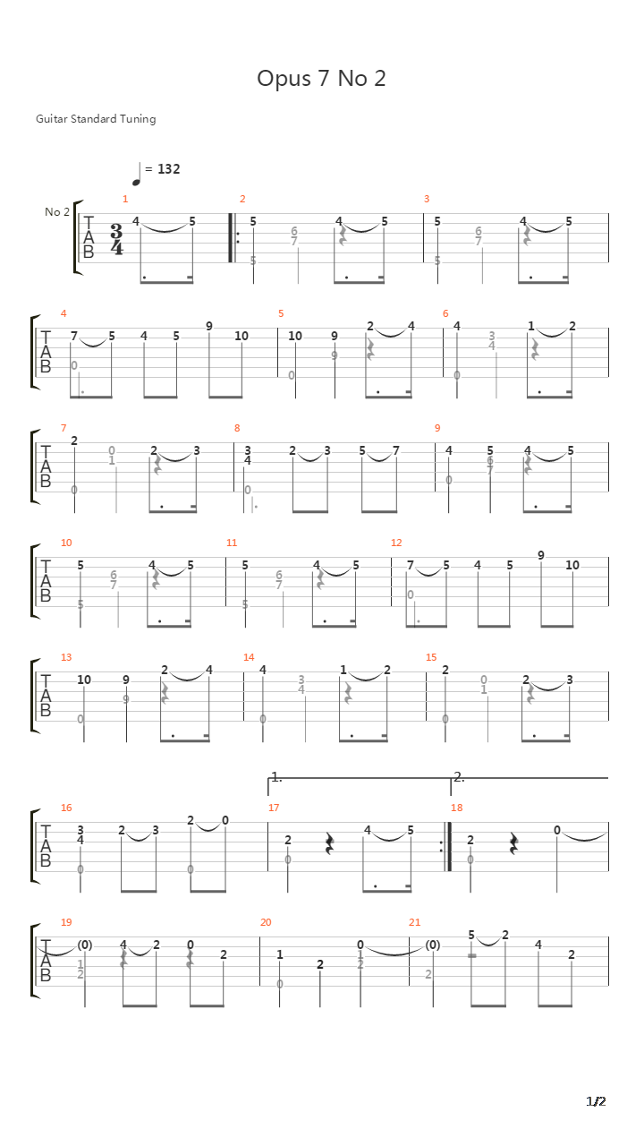 Opus 7 No 2 Waltz吉他谱