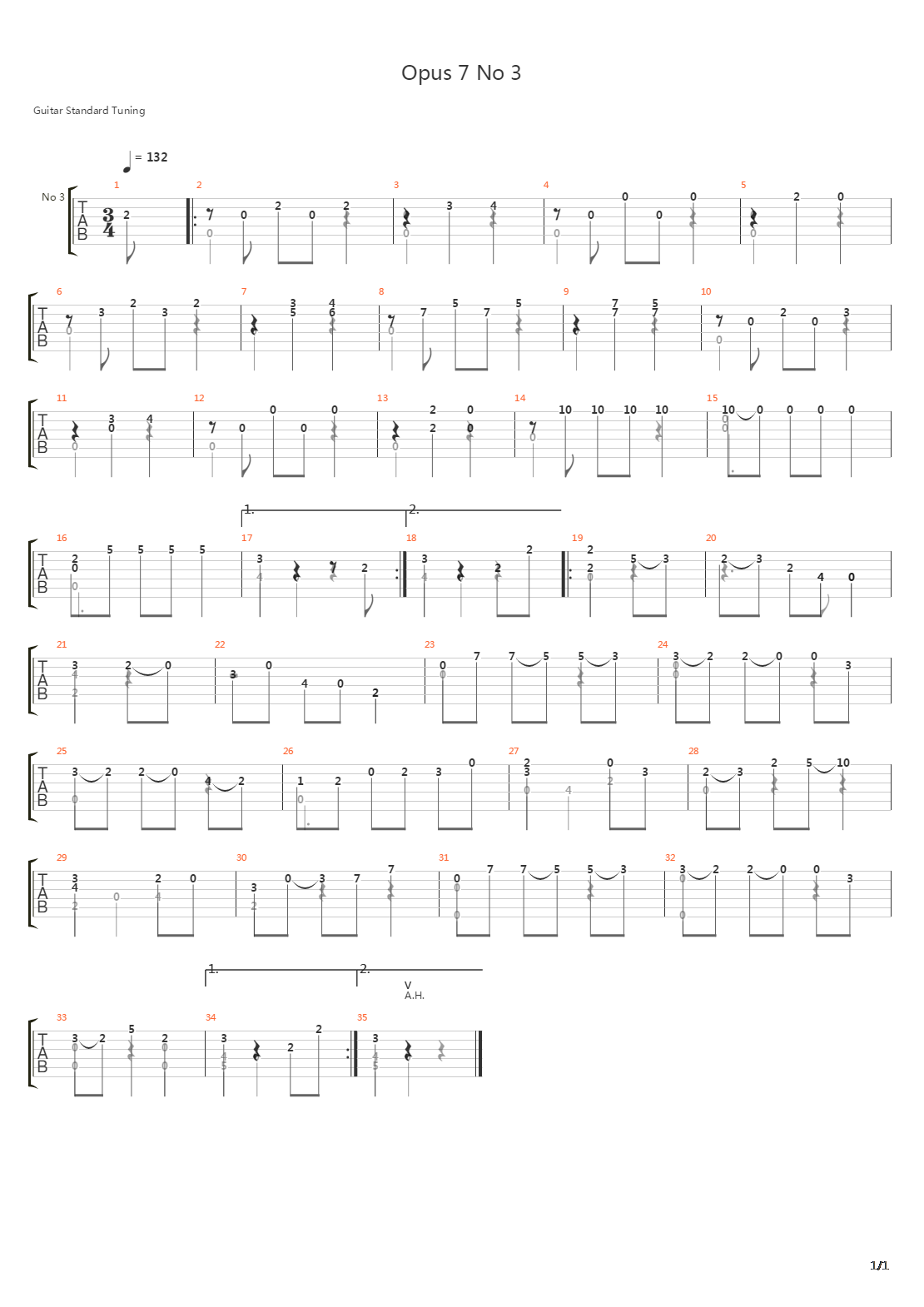 Opus 7 No 3 Waltz吉他谱