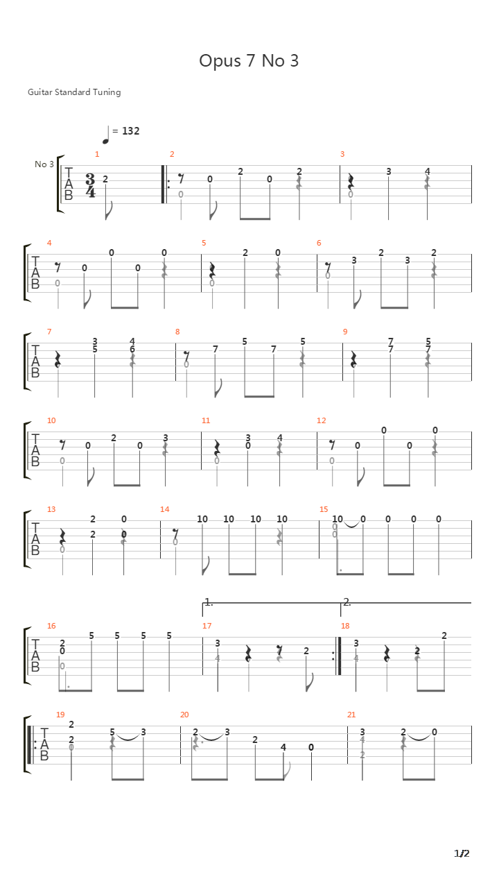 Opus 7 No 3 Waltz吉他谱