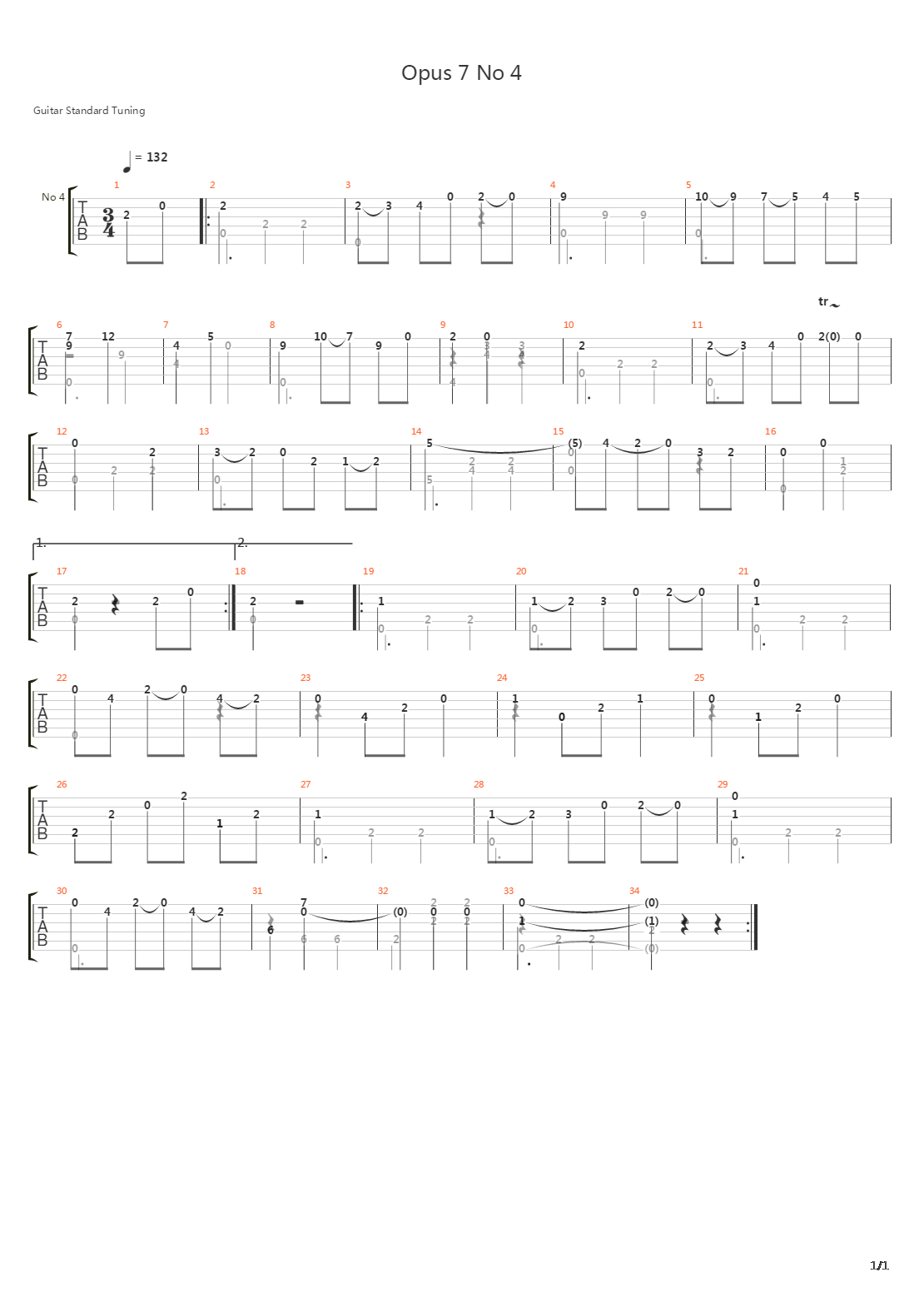 Opus 7 No 4 Waltz吉他谱