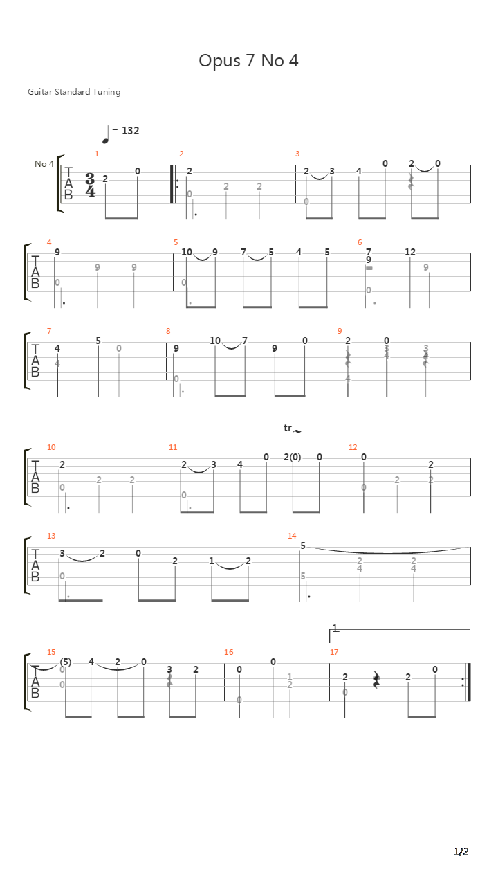 Opus 7 No 4 Waltz吉他谱