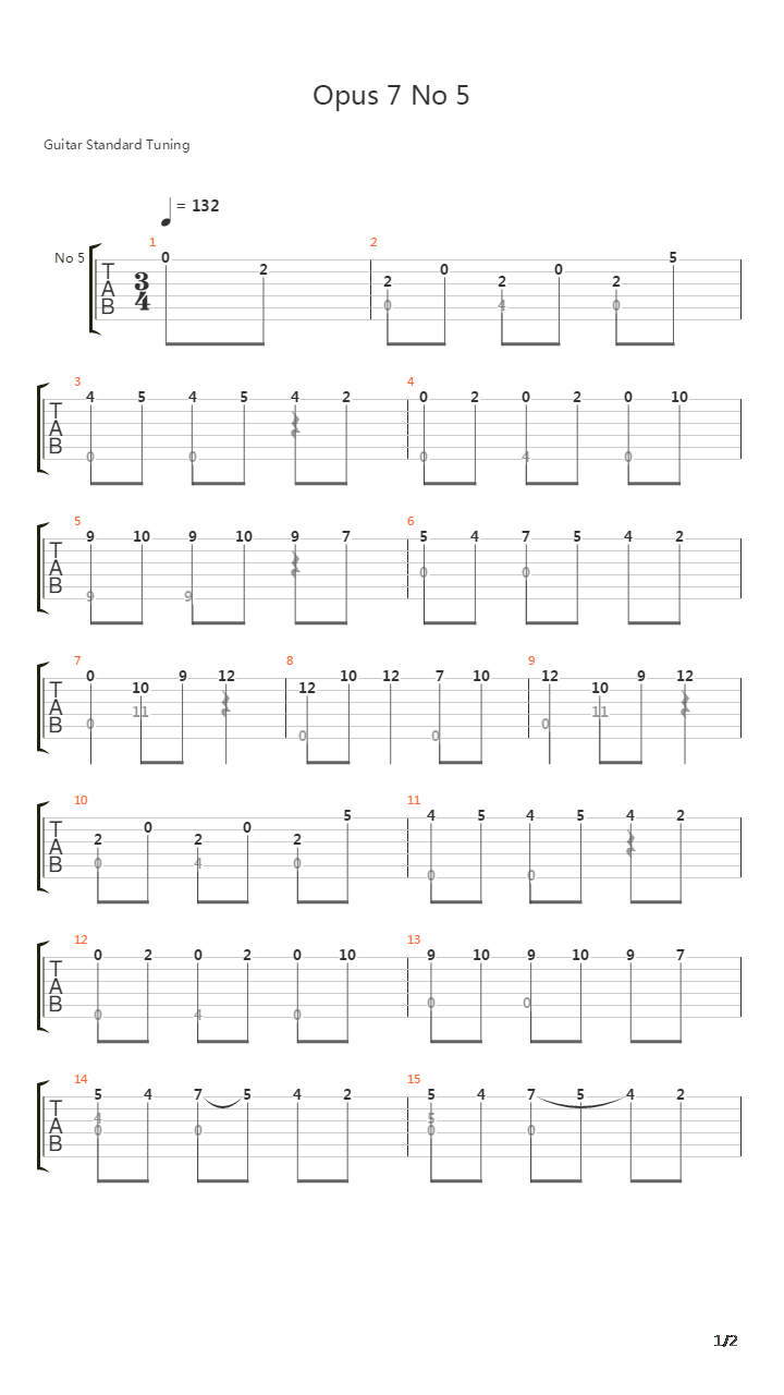 Opus 7 No 5 Waltz吉他谱