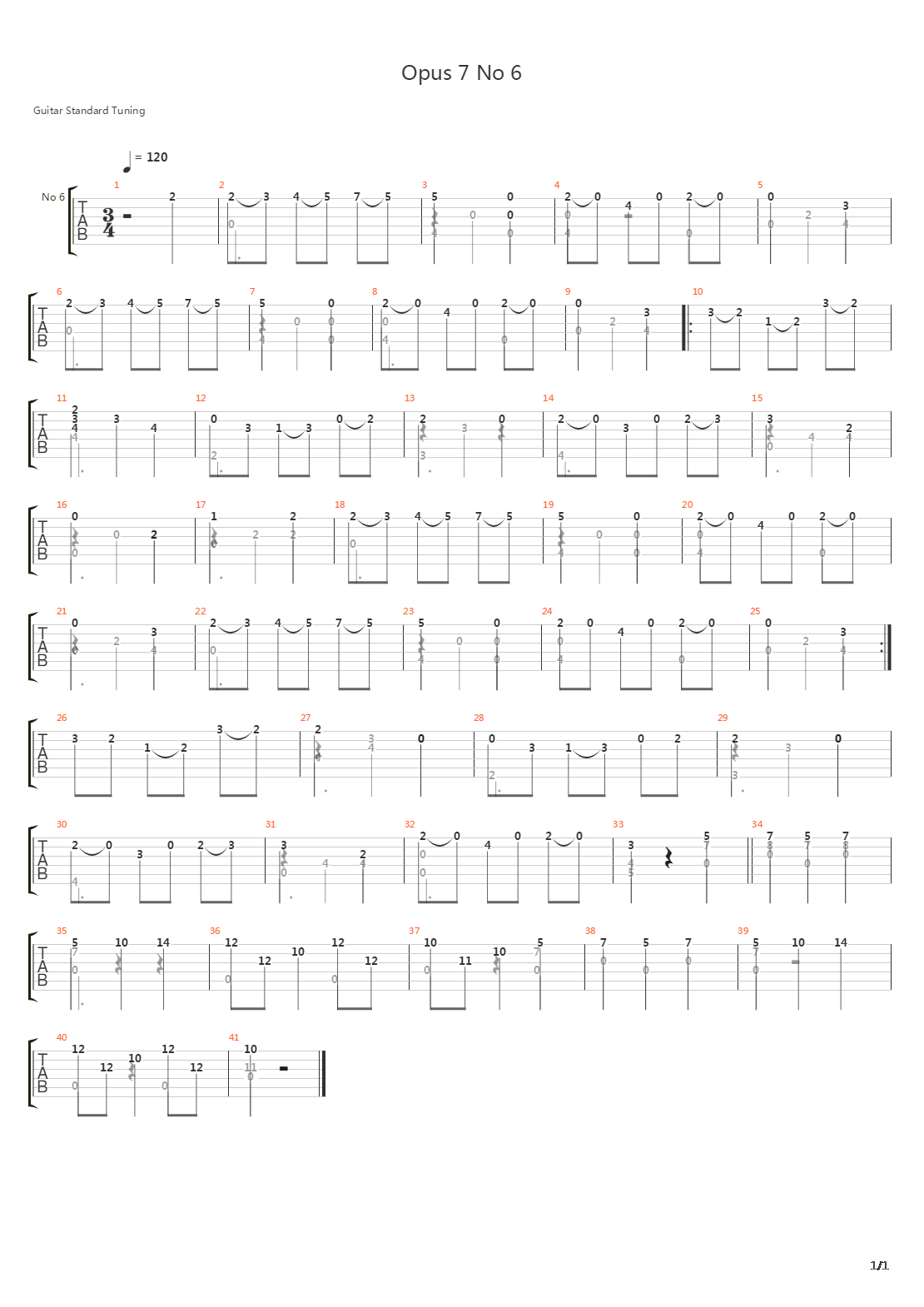 Opus 7 No 6 Waltz吉他谱