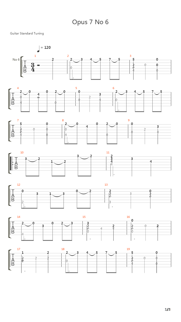 Opus 7 No 6 Waltz吉他谱