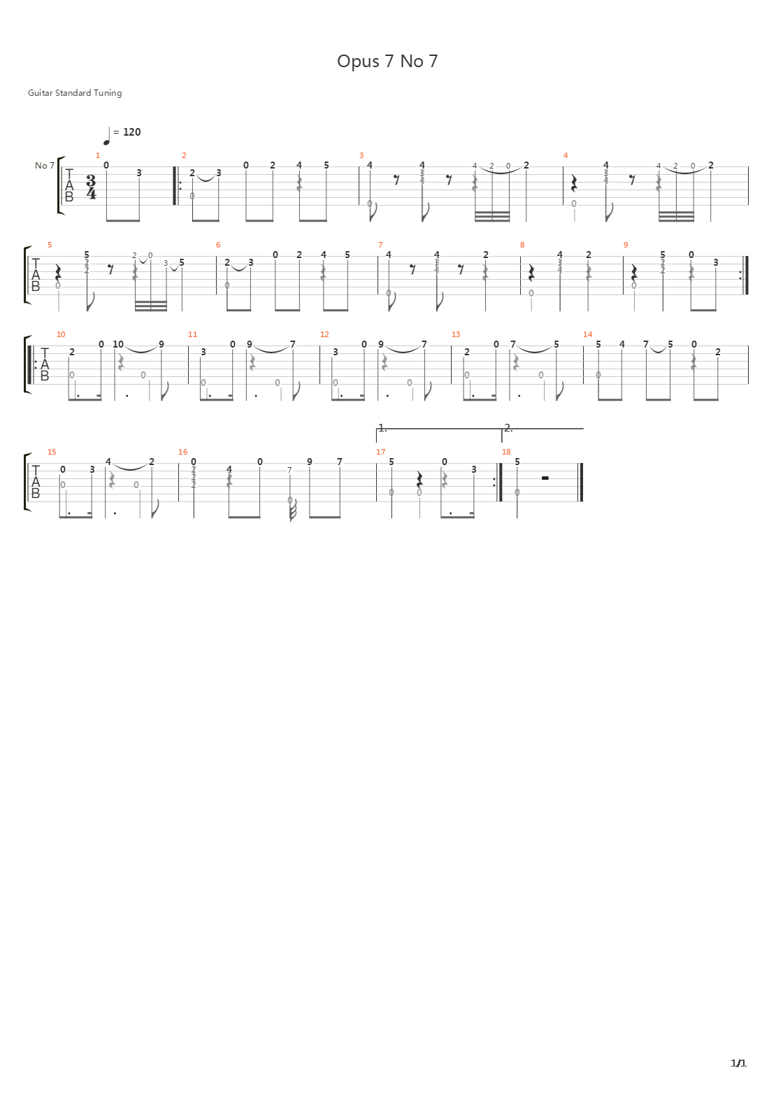 Opus 7 No 7 Waltz吉他谱