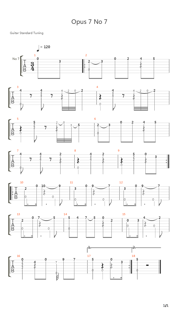 Opus 7 No 7 Waltz吉他谱