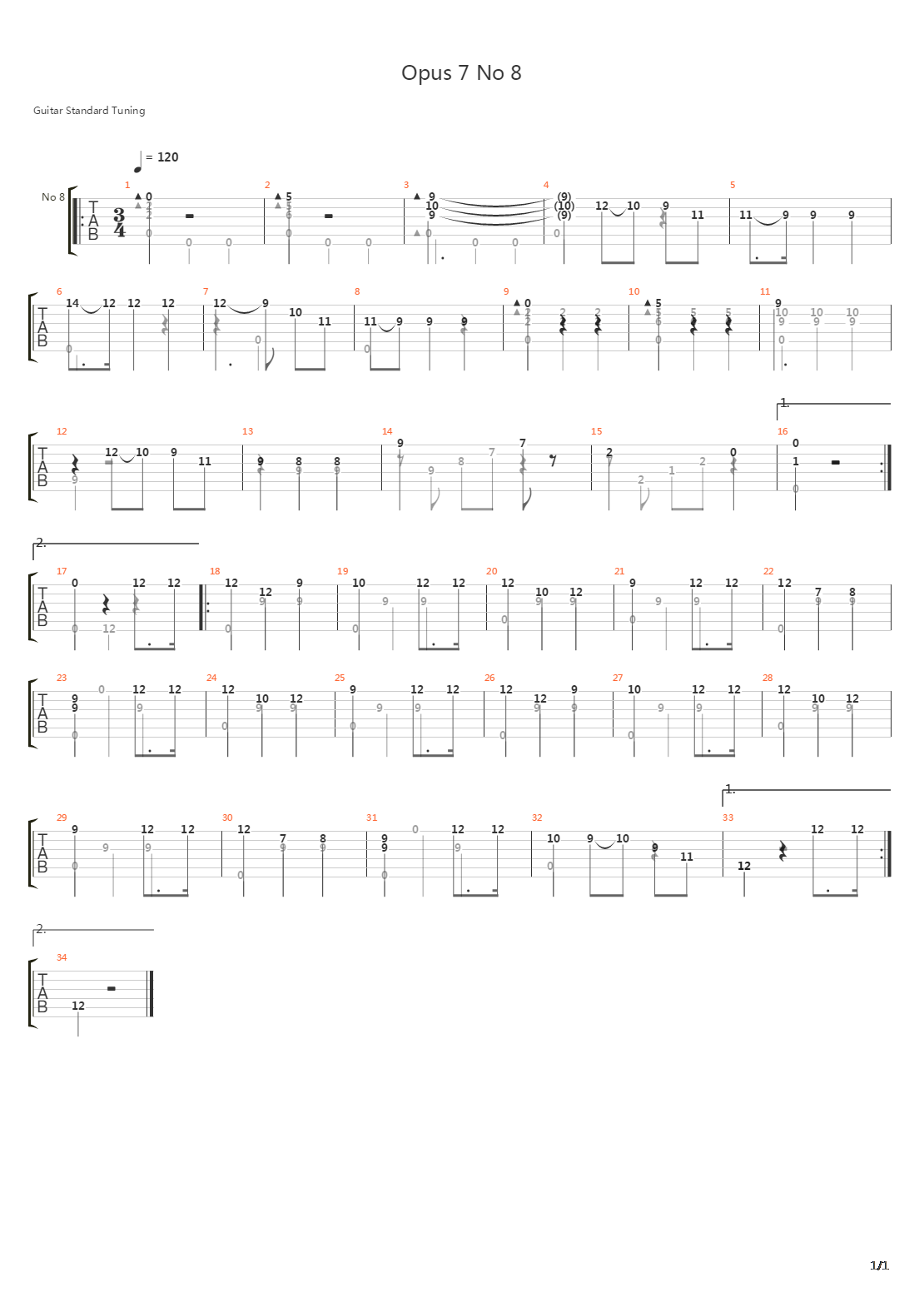 Opus 7 No 8 Waltz吉他谱