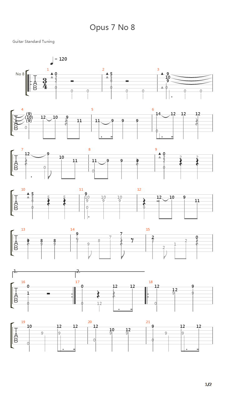 Opus 7 No 8 Waltz吉他谱