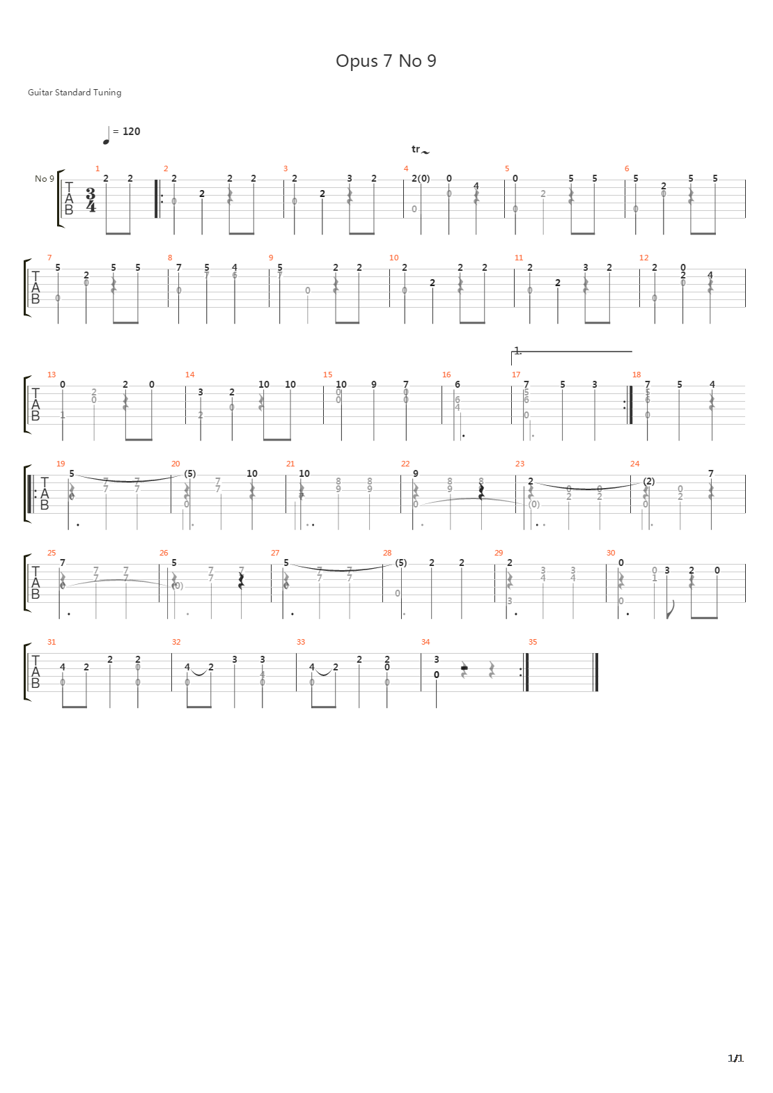 Opus 7 No 9 Waltz吉他谱