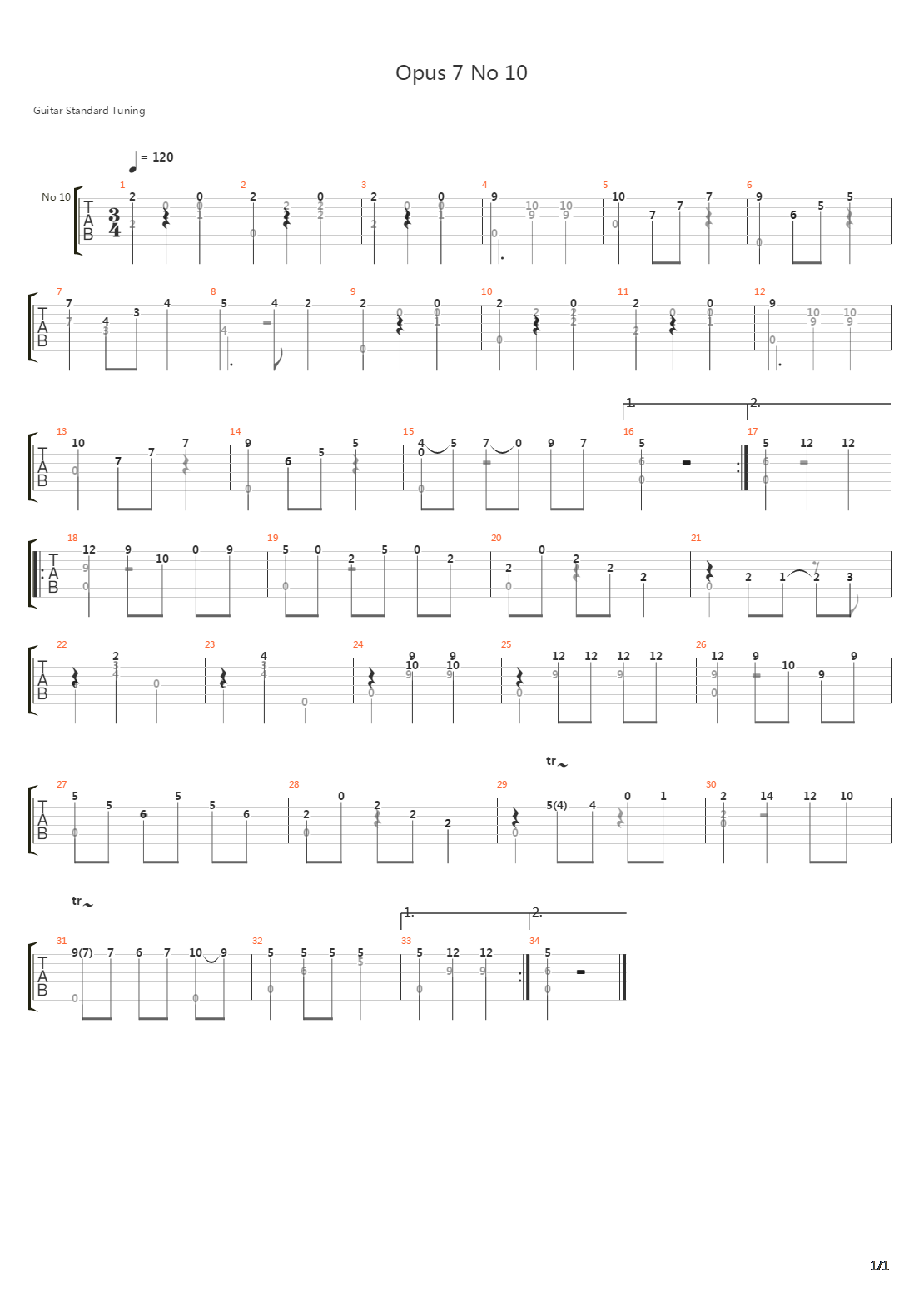 Opus 7 No 10 Waltz吉他谱