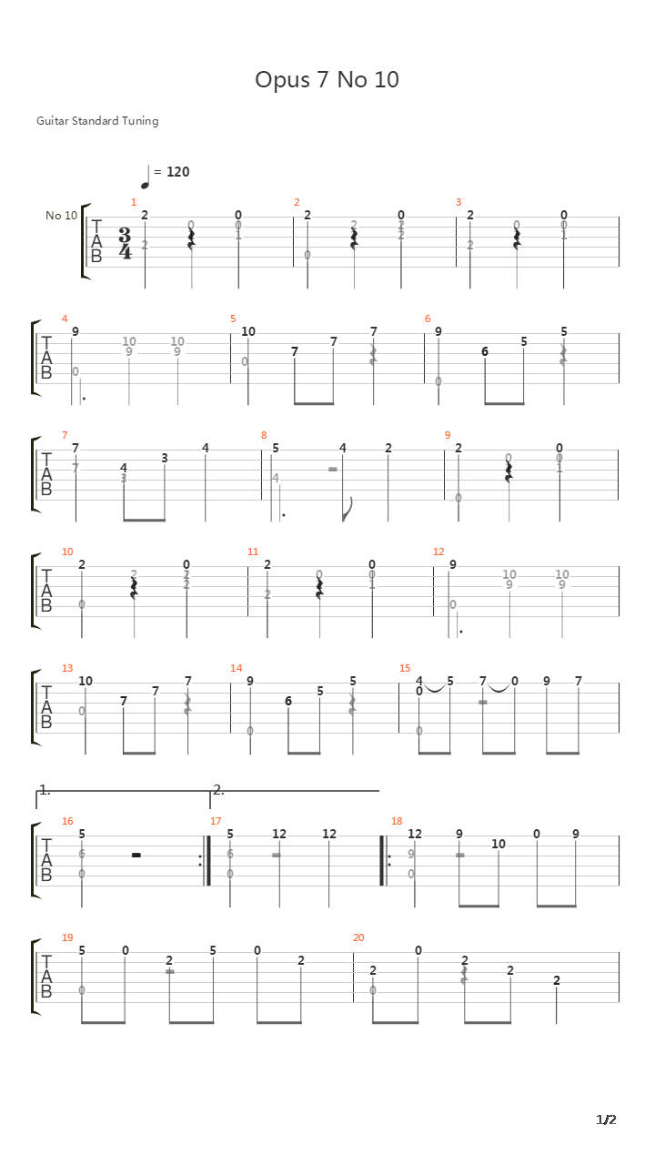 Opus 7 No 10 Waltz吉他谱