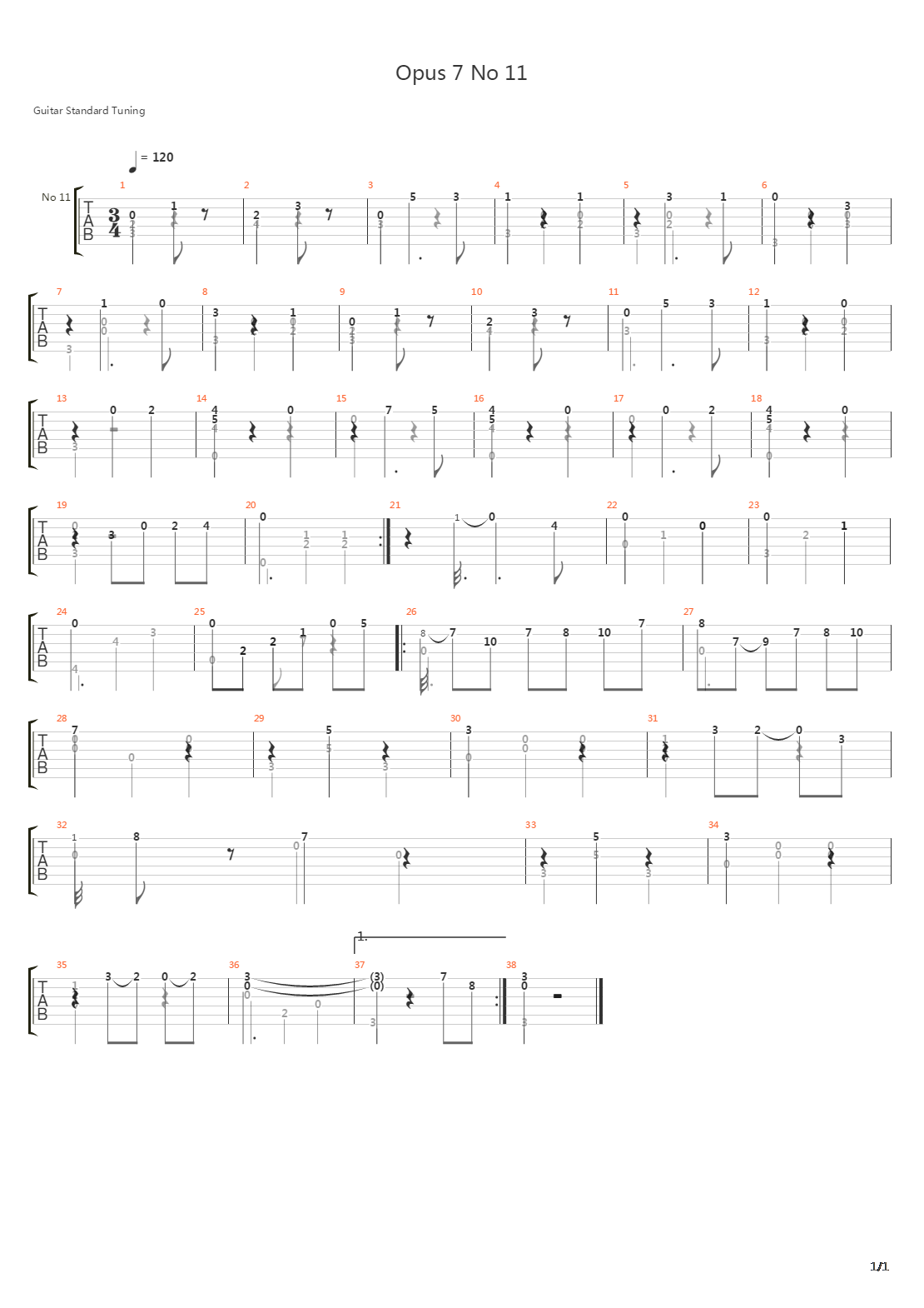 Opus 7 No 11 Waltz吉他谱