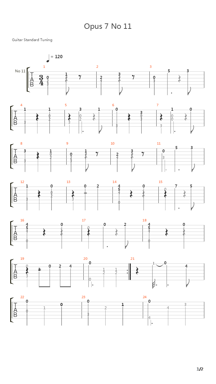 Opus 7 No 11 Waltz吉他谱