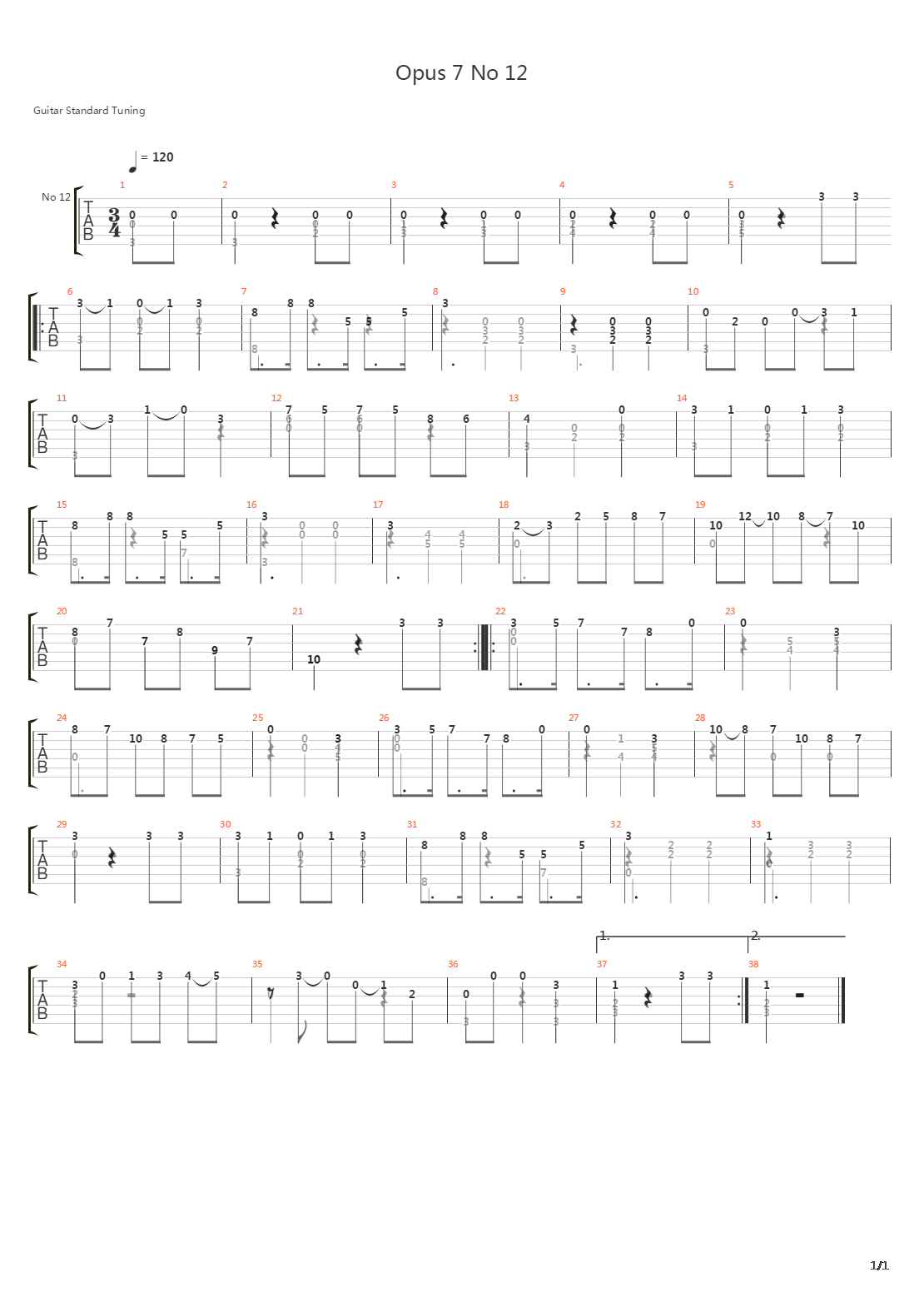 Opus 7 No 12 Waltz吉他谱