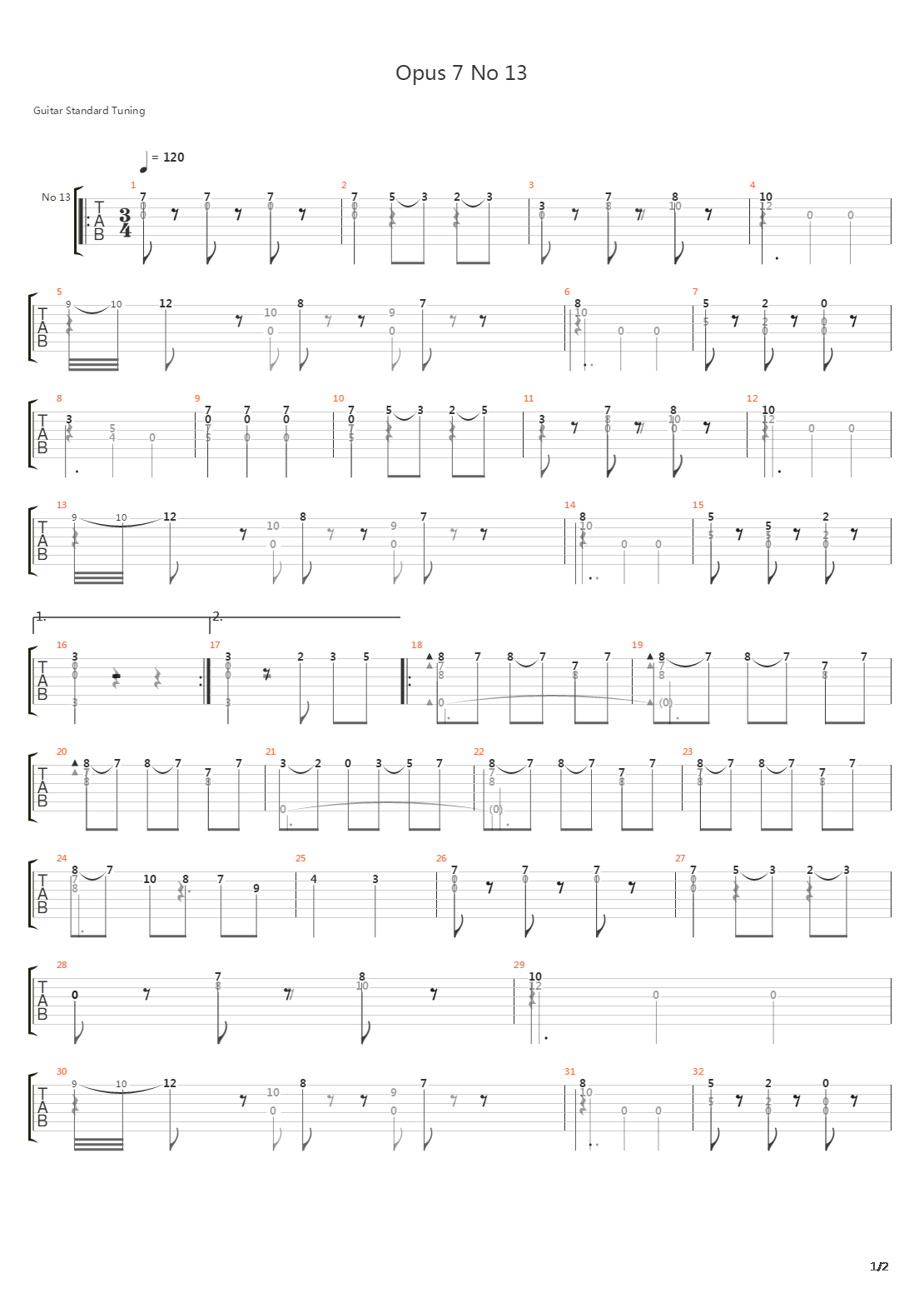 Opus 7 No 13 Waltz吉他谱