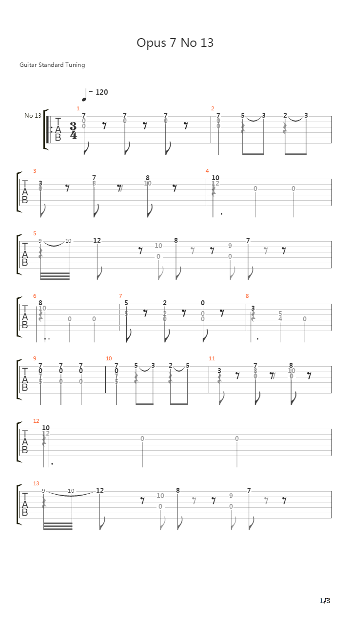 Opus 7 No 13 Waltz吉他谱