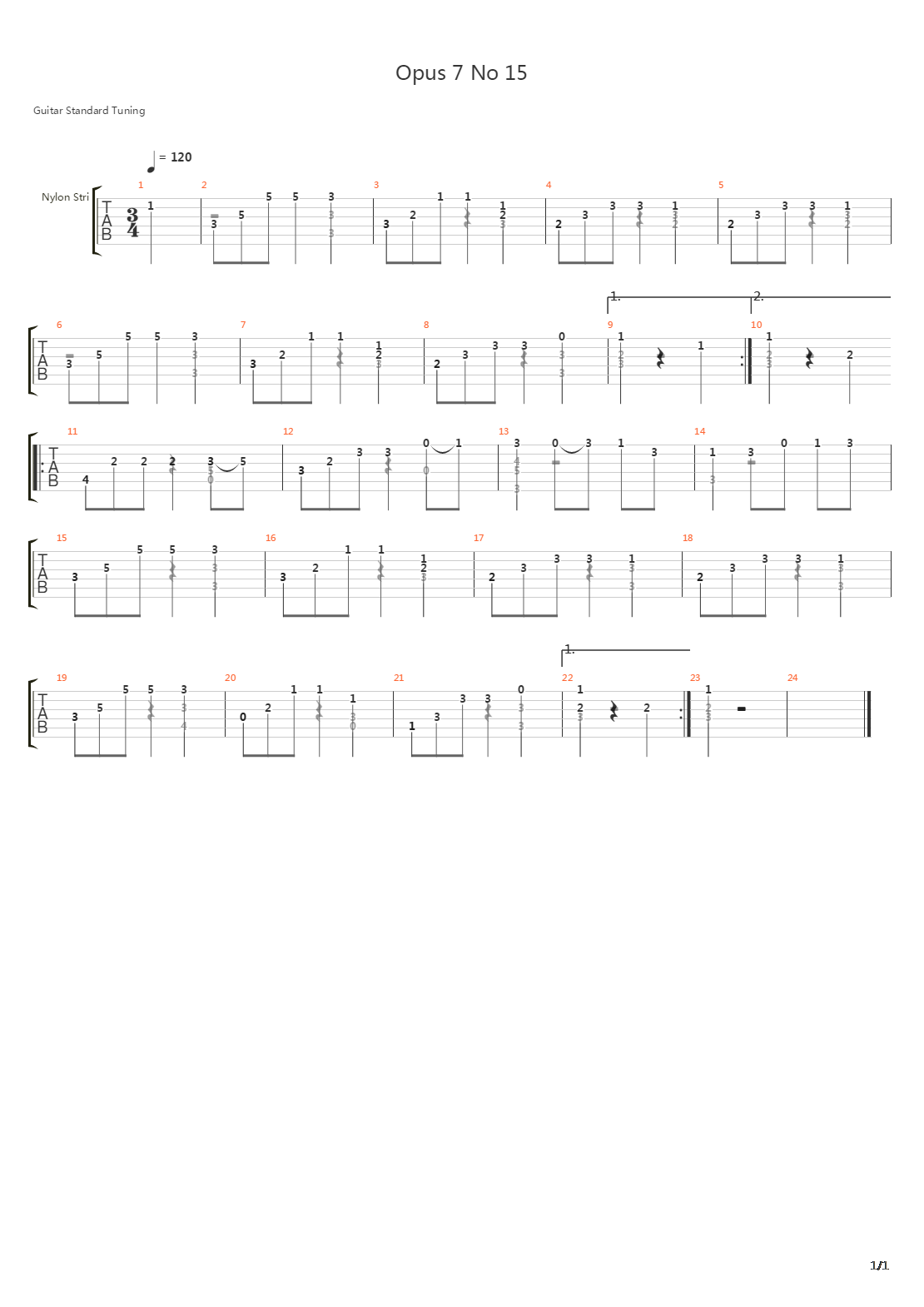 Opus 7 No 15 Waltz吉他谱