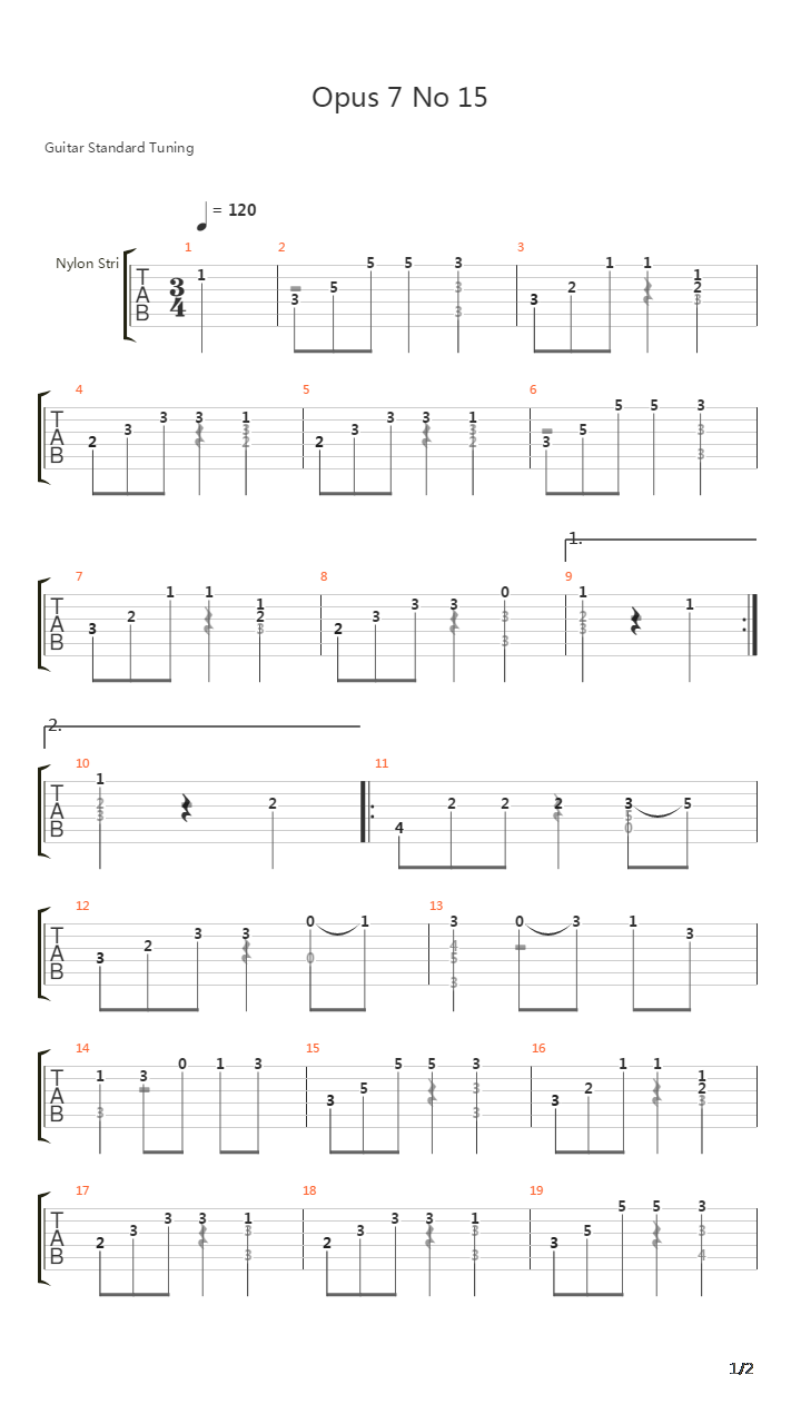 Opus 7 No 15 Waltz吉他谱