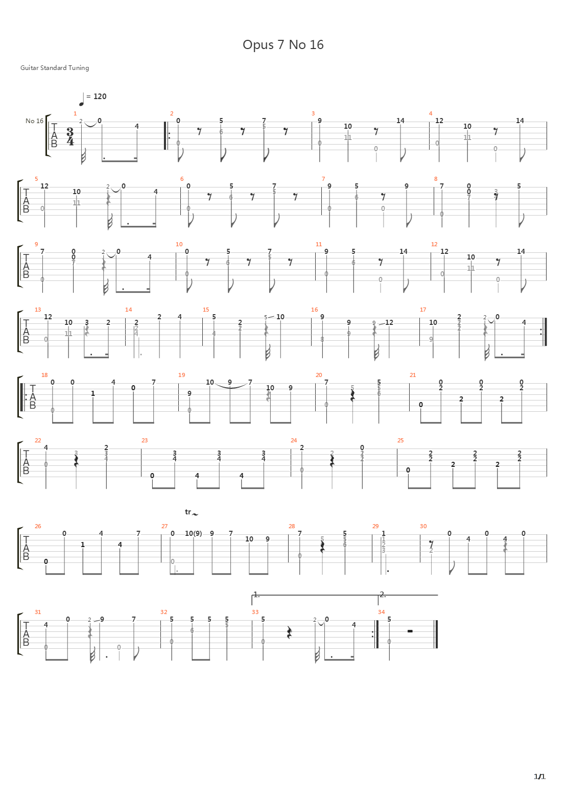 Opus 7 No 16 Waltz吉他谱