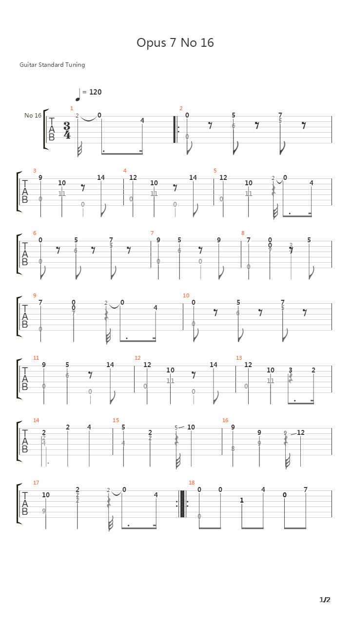 Opus 7 No 16 Waltz吉他谱