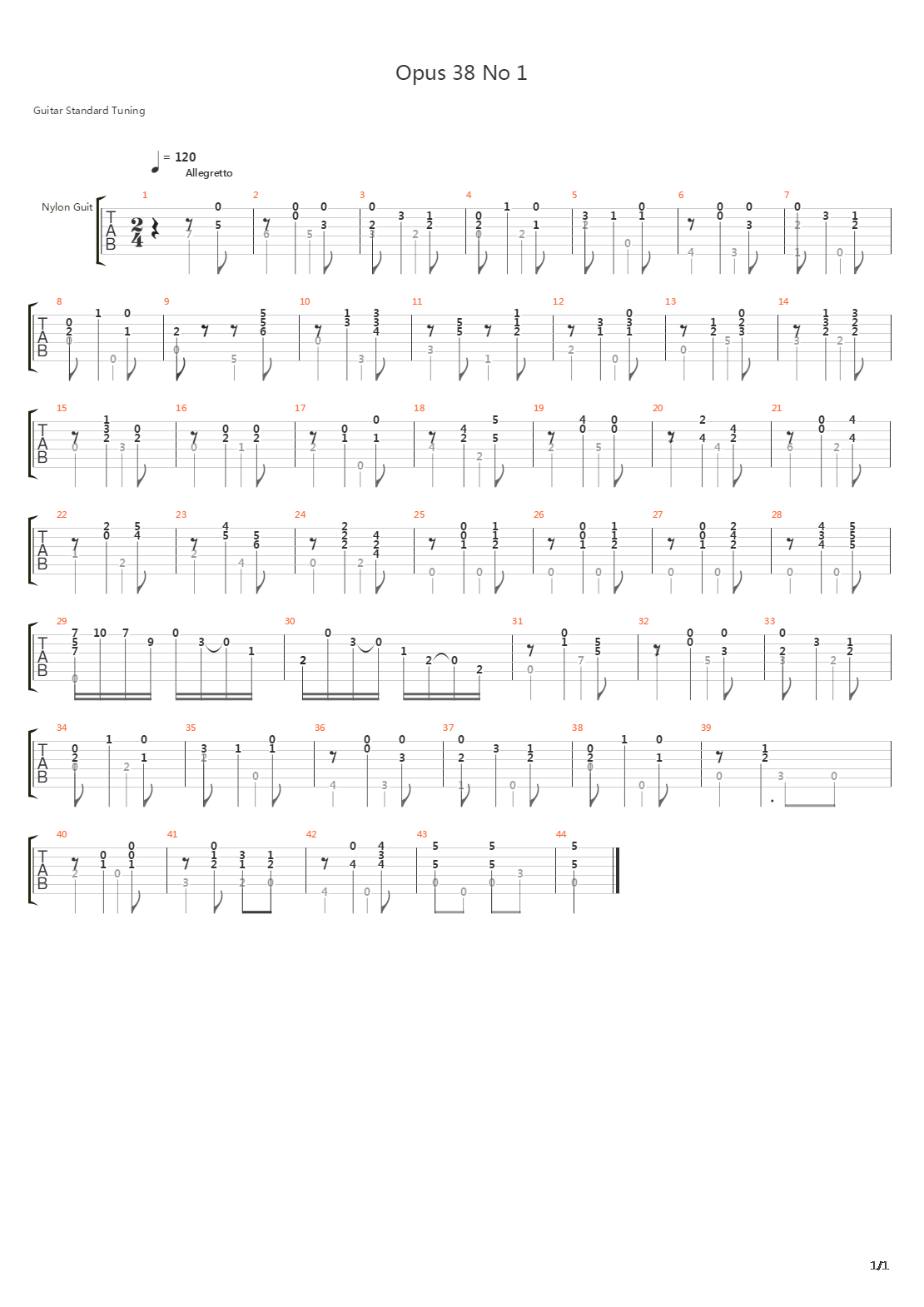 Opus 38 No 1吉他谱