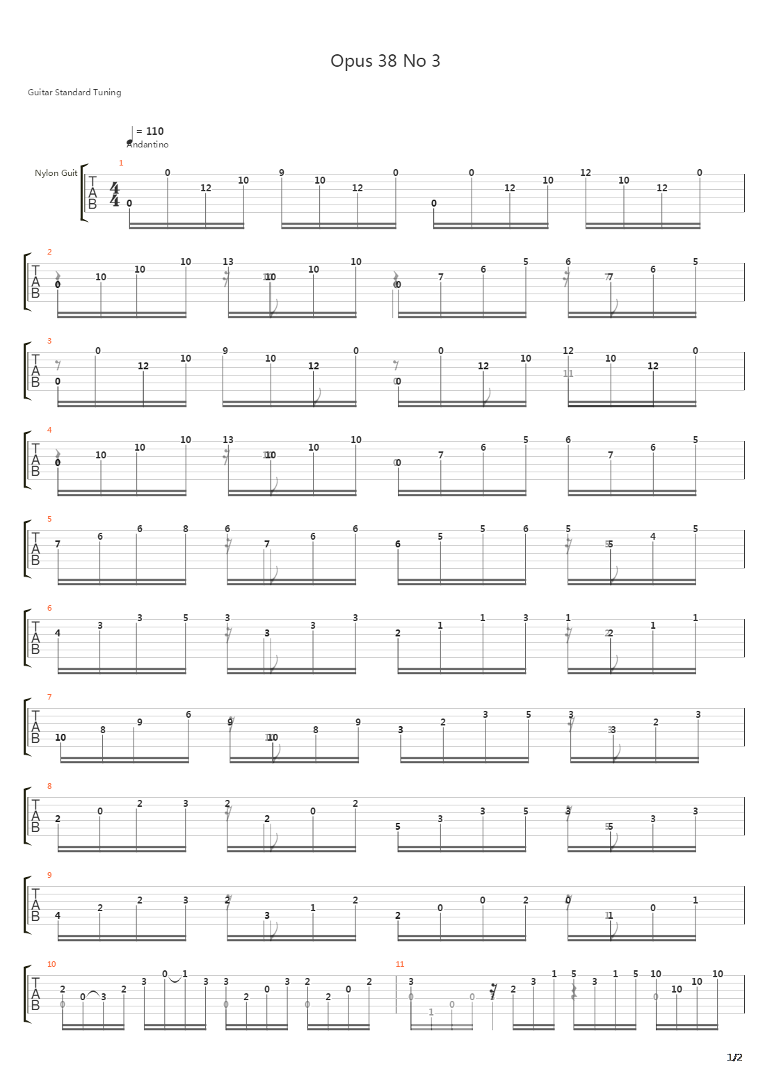 Opus 38 No 3吉他谱