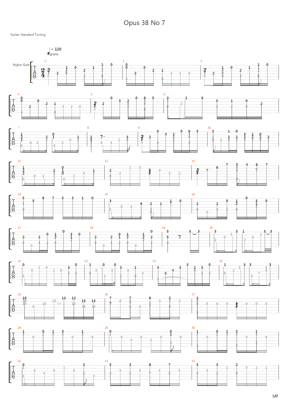 Opus 38 No 7吉他谱
