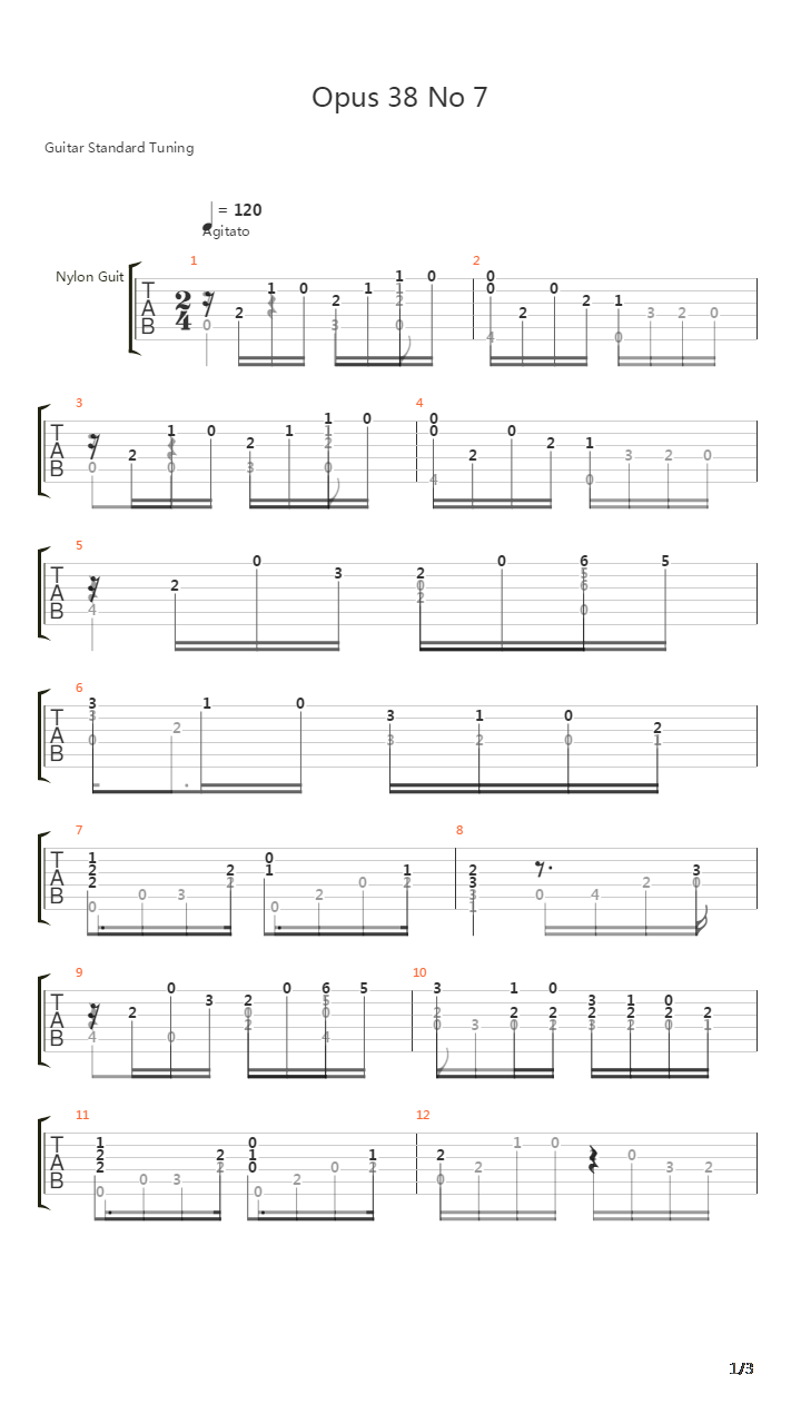 Opus 38 No 7吉他谱