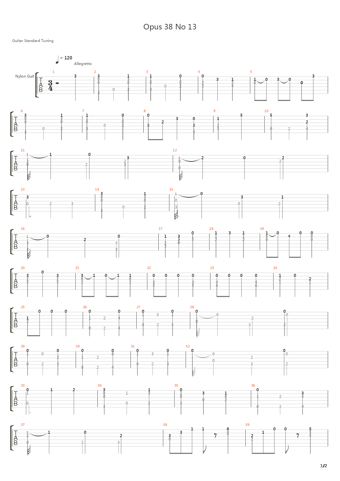 Opus 38 No 13吉他谱