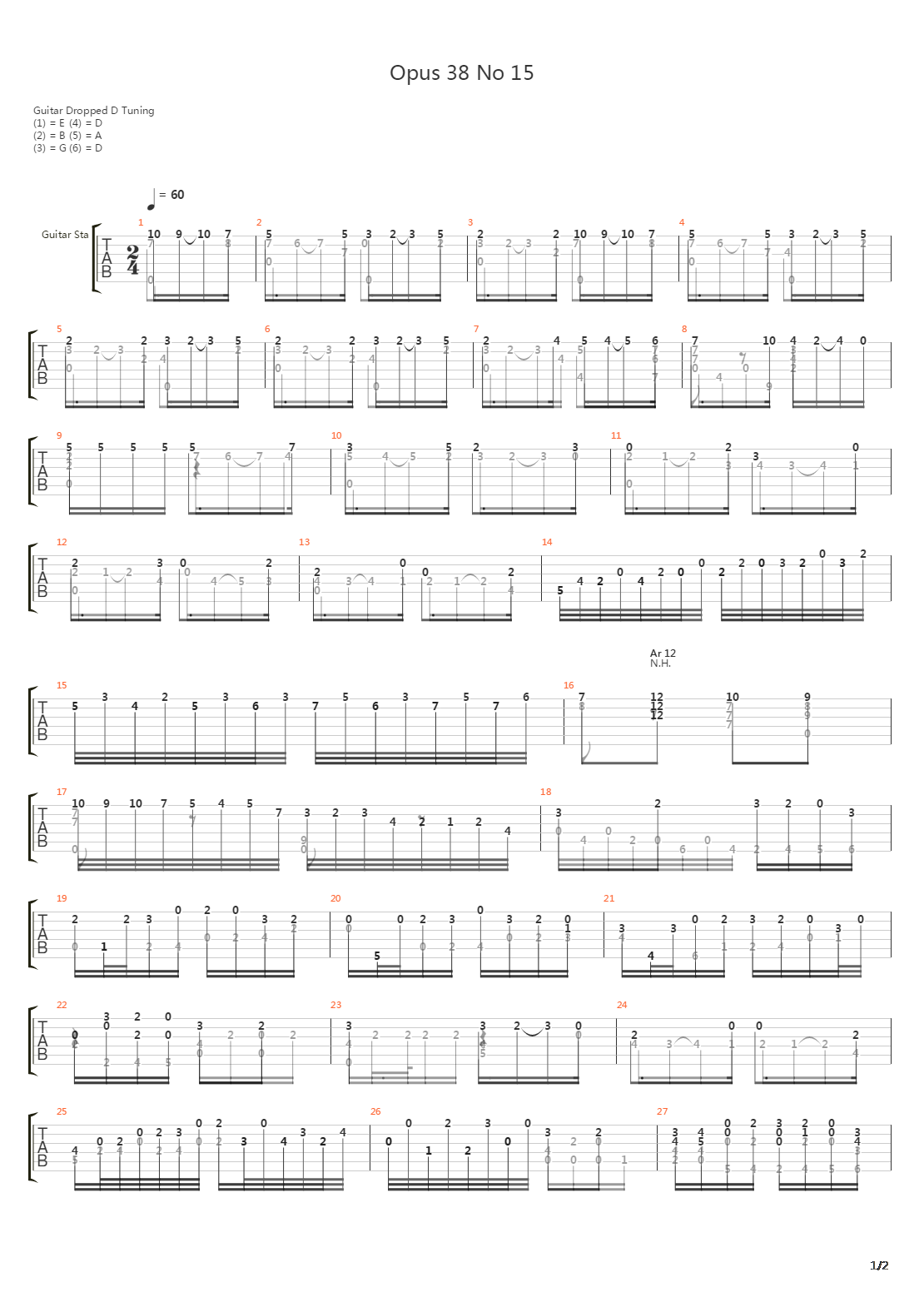 Opus 38 No 15吉他谱