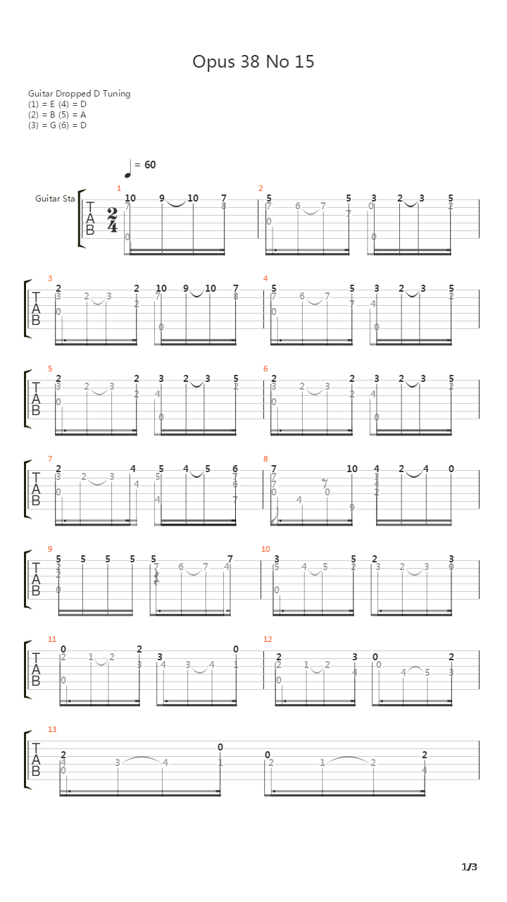 Opus 38 No 15吉他谱