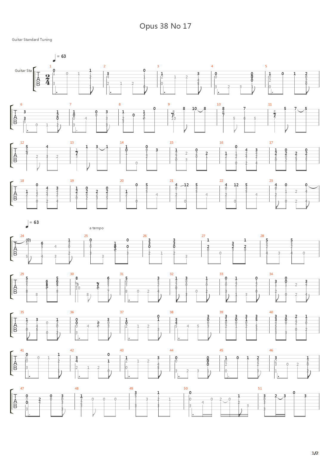 Opus 38 No 17吉他谱