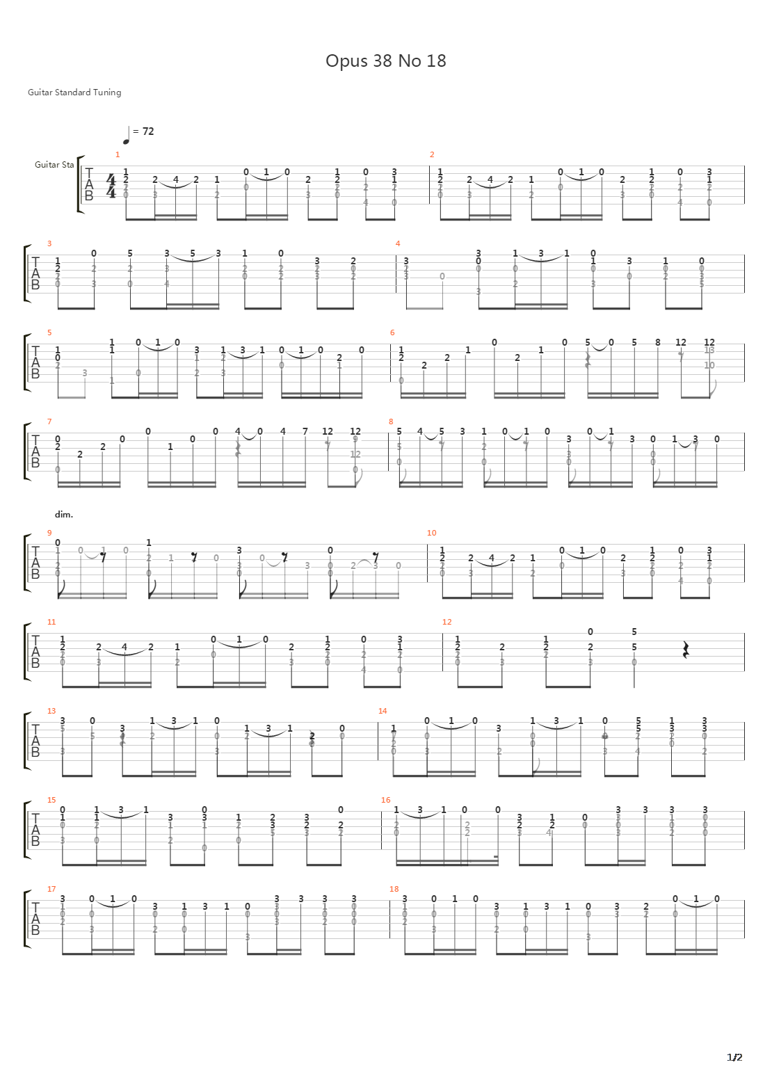 Opus 38 No 18吉他谱