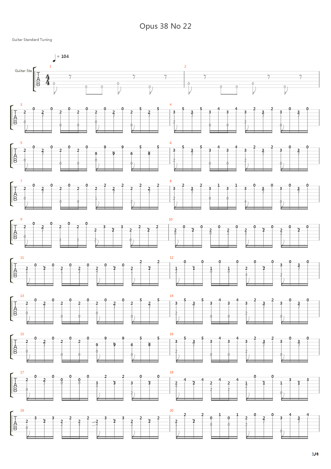 Opus 38 No 22吉他谱