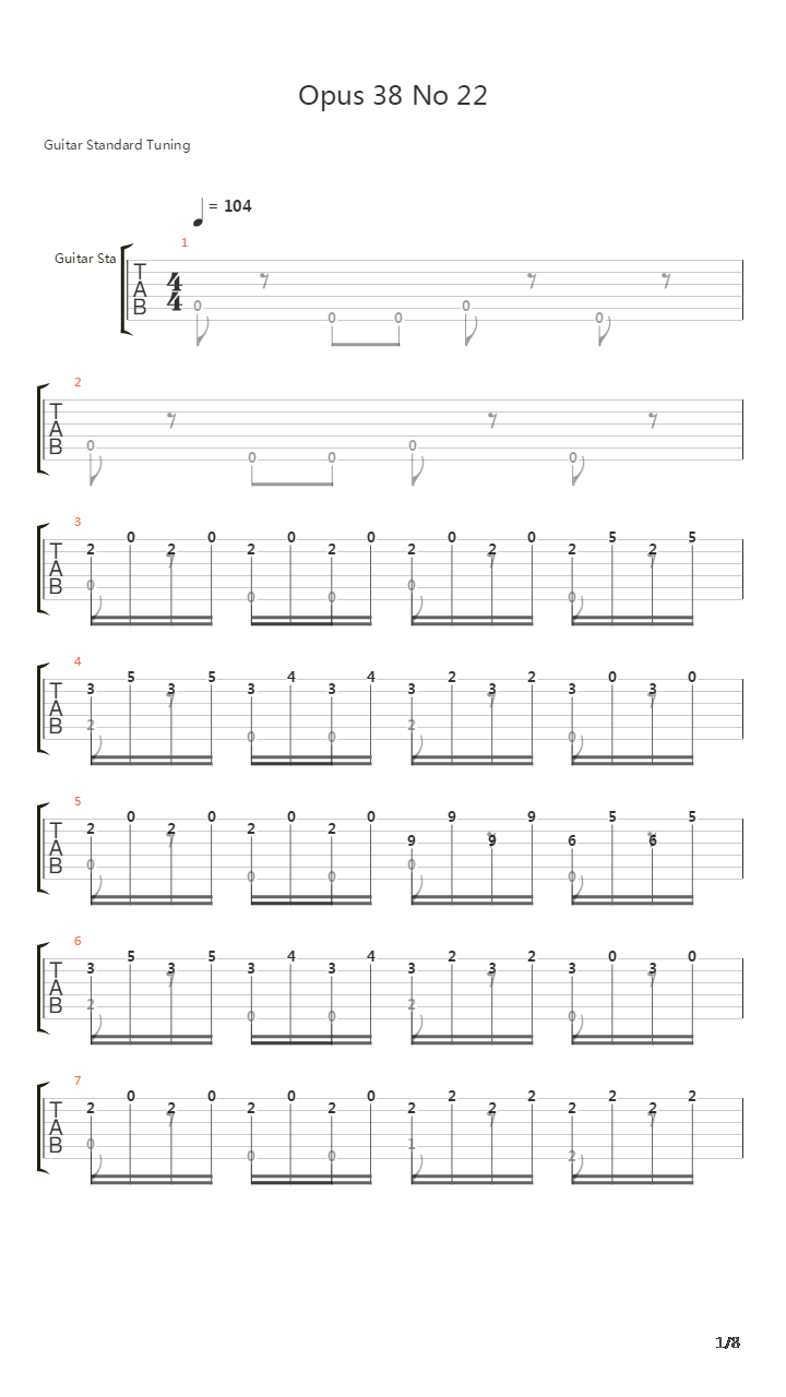 Opus 38 No 22吉他谱