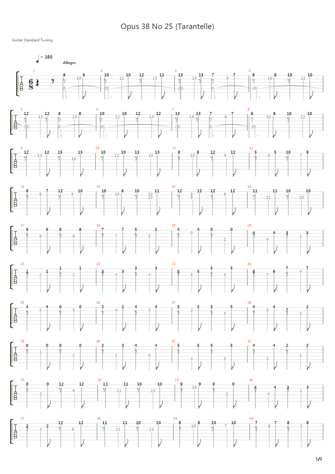 Opus 38 No 25吉他谱