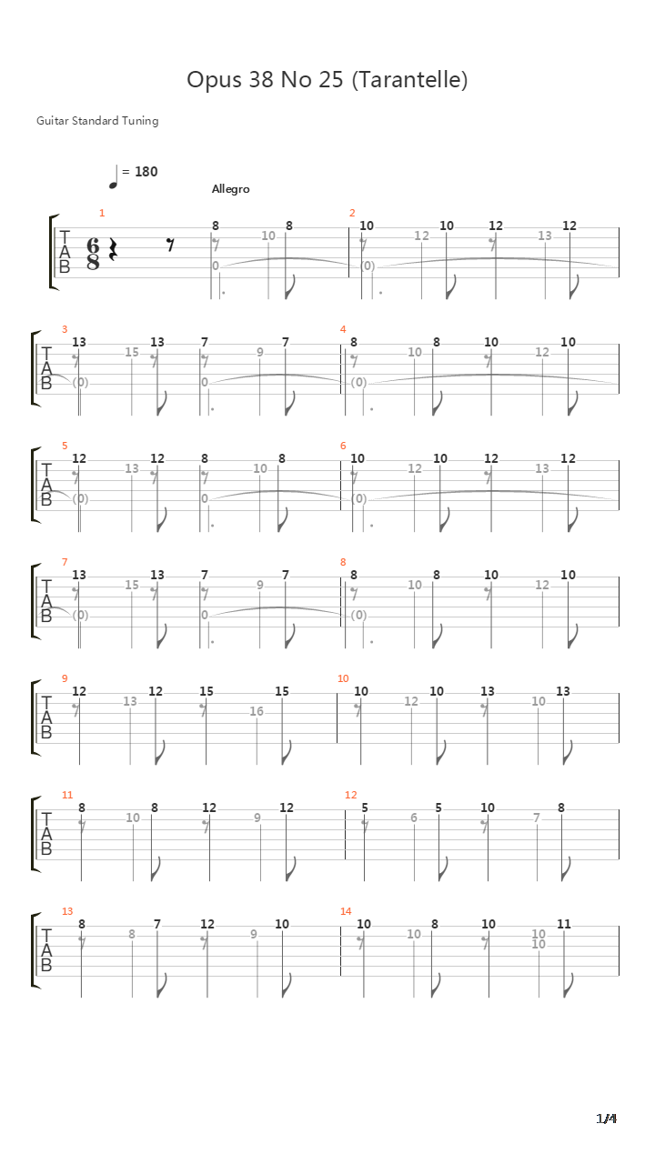 Opus 38 No 25吉他谱