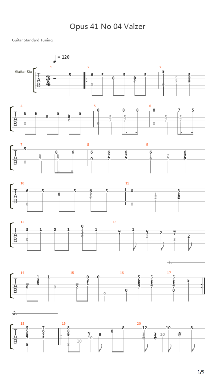 Opus 41 No 04吉他谱