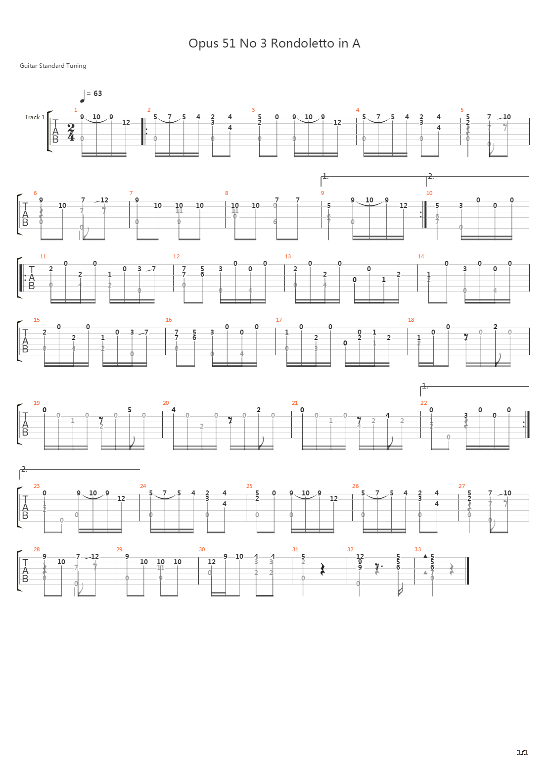 Opus 51 No 3吉他谱