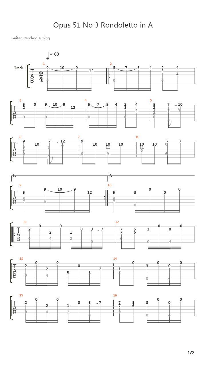 Opus 51 No 3吉他谱