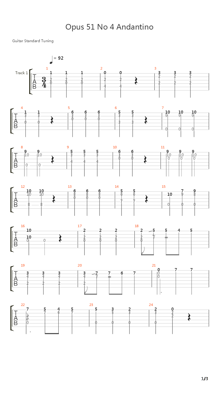 Opus 51 No 4吉他谱