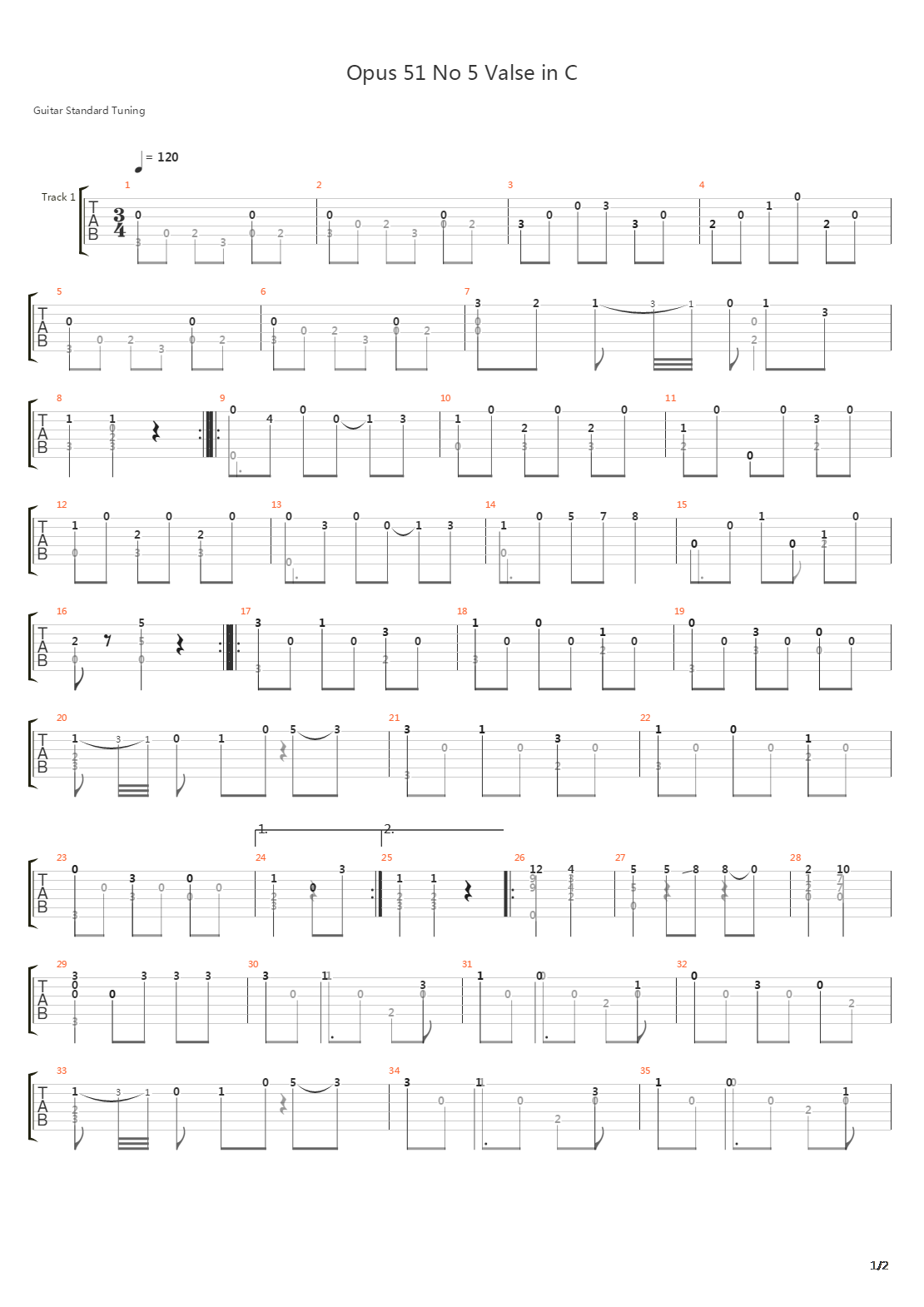 Opus 51 No 5吉他谱