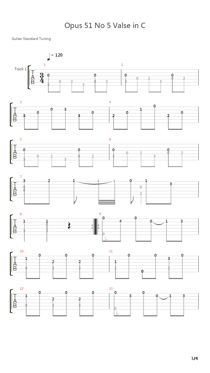 Opus 51 No 5吉他谱