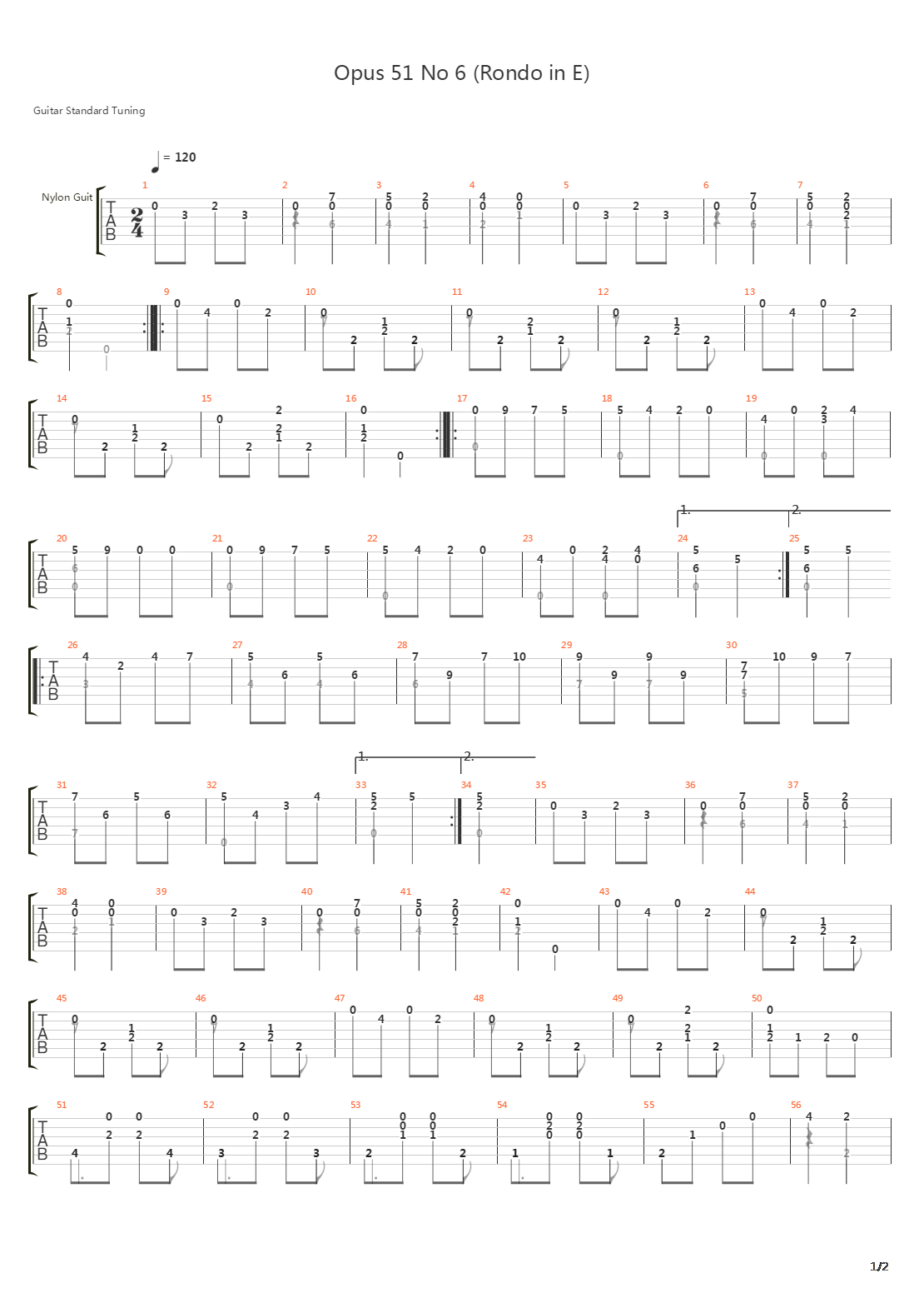 Opus 51 No 6吉他谱
