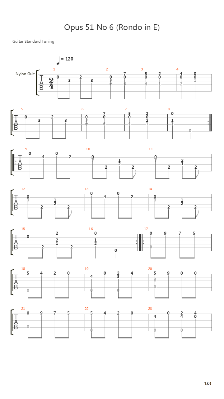 Opus 51 No 6吉他谱