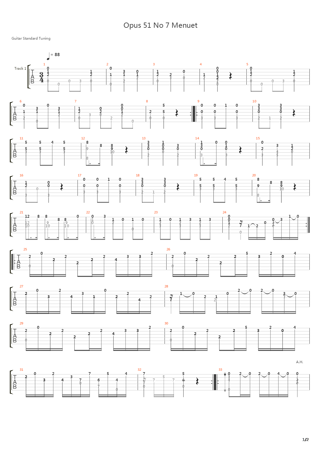 Opus 51 No 7吉他谱